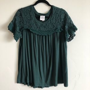 Emerald green lace top